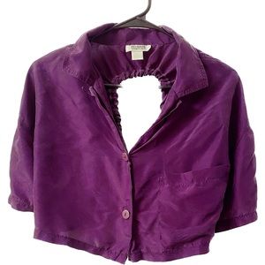 Urban Outfitters Urban Renewal Remade Sostanza Open Back Silk Drawstring Croptop